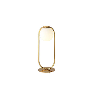 Gold Metal White Glass Globe Table Lamp LED for Bedroom